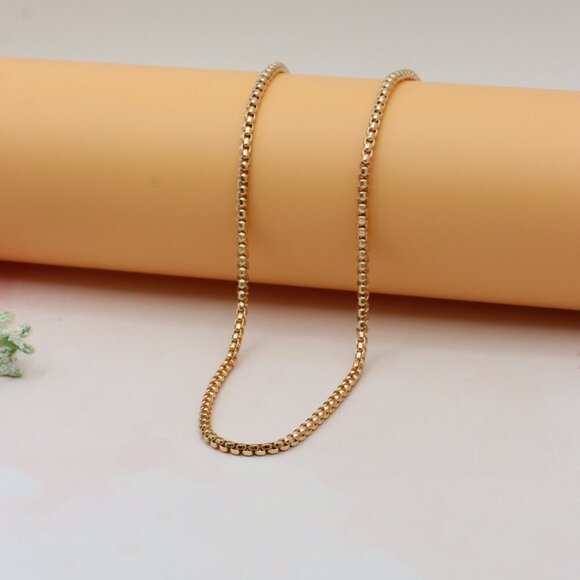 Elegant Rose Gold Plated Brass Box Chain Necklace, XPNL0219 - Picture 6 of 13